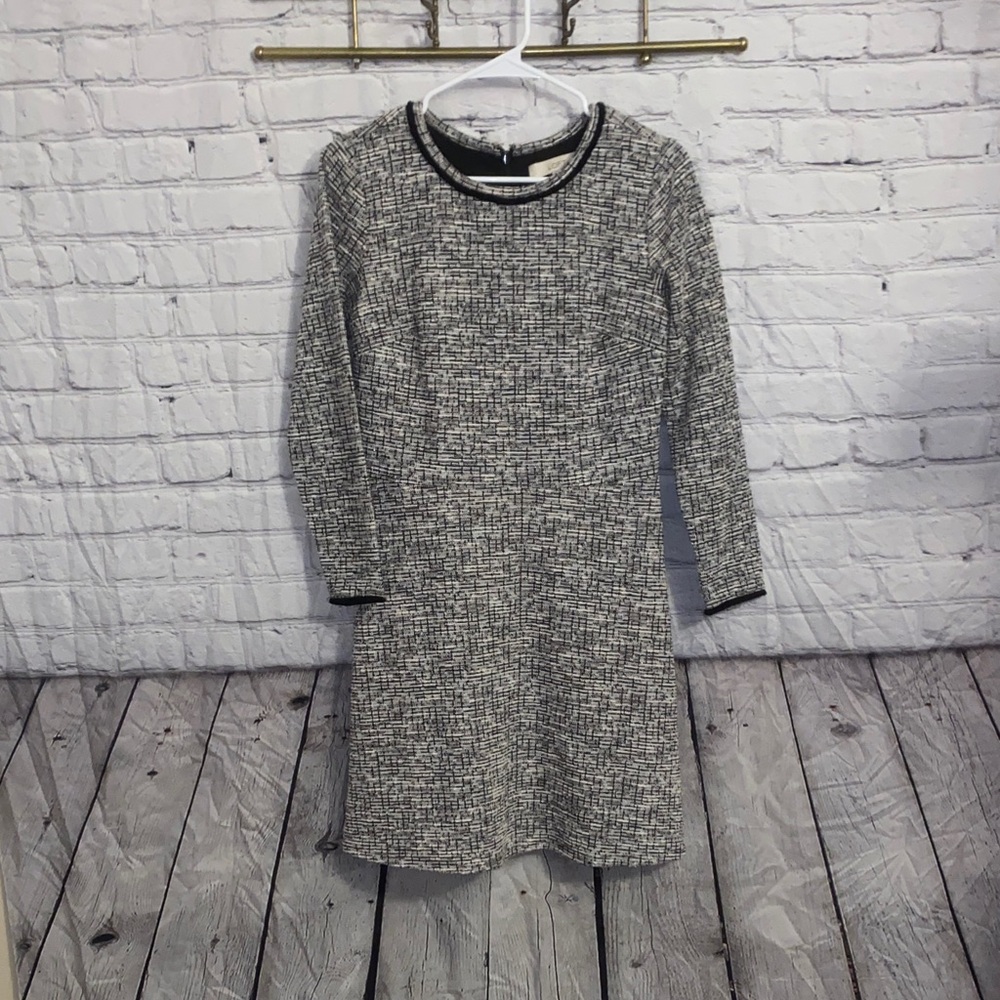 Loft Elegant Black, sparkle, purple, White Tweed Dress